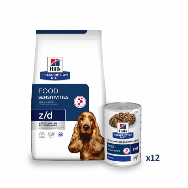 10kg Hill's Prescription Diet Food Sensitivities z/d pack pienso y 12 latas para perros
